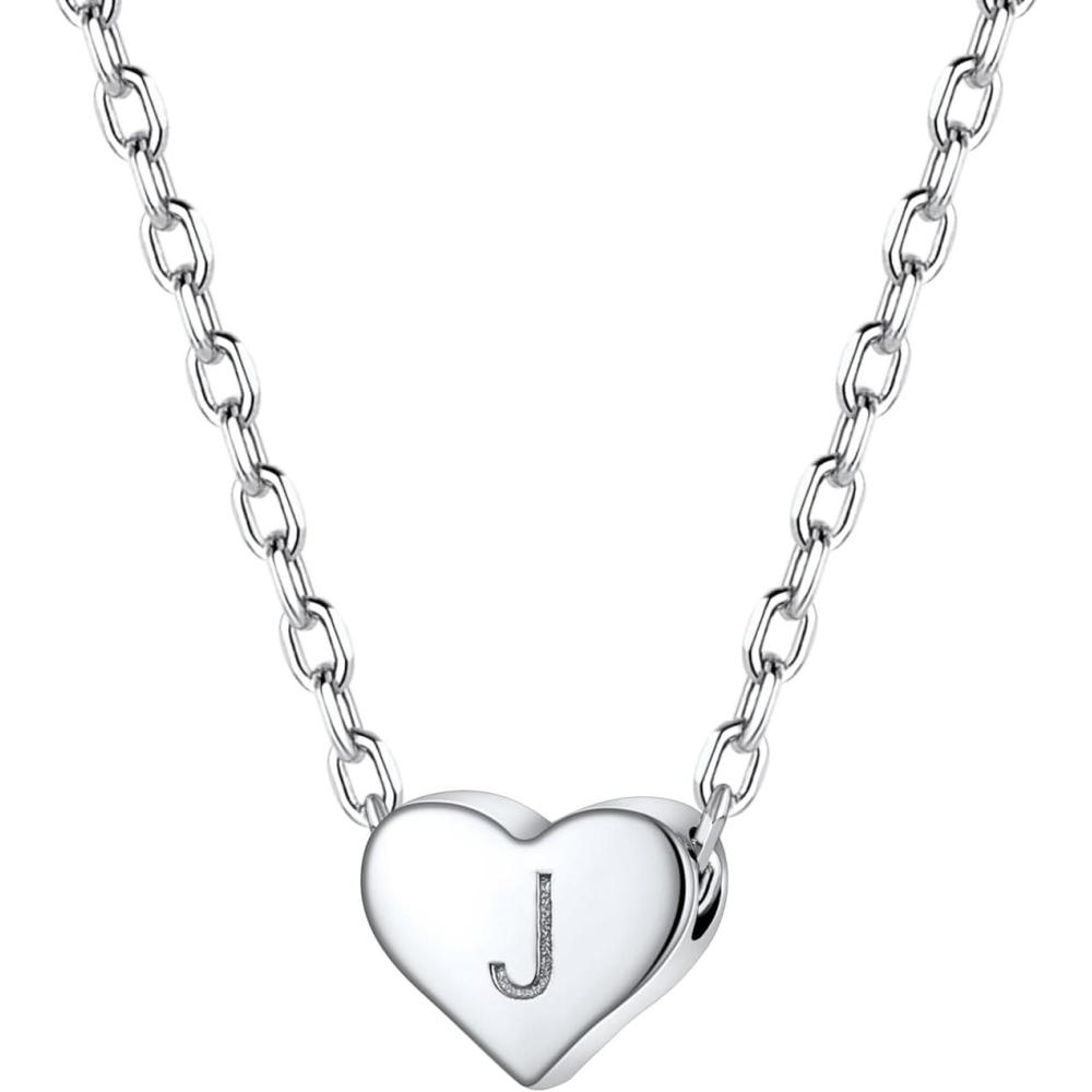 imageSILVERCUTE Tiny Initial Necklaces 925 Sterling Silver Letter AZ Letter Pendant for Women Lovers Heart Choker Necklace 162J925 Silver
