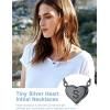 SILVERCUTE Tiny Initial Necklaces 925 Sterling Silver Letter A-Z Letter Pendant for Women Lovers Heart Choker Necklace 16″+2″(S-Black)