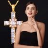 U7 Stainless Steel Cross Necklace for Women Men 18K Gold Plated Crucifix Cross Pendant Necklaces with Leather Rope(B.Latin Cross-White & Platinum)