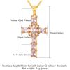 U7 Stainless Steel Cross Necklace for Women Men 18K Gold Plated Crucifix Cross Pendant Necklaces with Leather Rope(B.Latin Cross-White & Platinum)