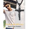 U7 Stainless Steel Cross Necklace for Women Men 18K Gold Plated Crucifix Cross Pendant Necklaces with Leather Rope(C.Crucifix -Black-24″)