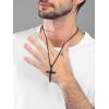 U7 Stainless Steel Cross Necklace for Women Men 18K Gold Plated Crucifix Cross Pendant Necklaces with Leather Rope(C.Crucifix -Black-26″)