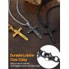 U7 Stainless Steel Cross Necklace for Women Men 18K Gold Plated Crucifix Cross Pendant Necklaces with Leather Rope(C.Crucifix -Black-26″)
