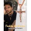 U7 Stainless Steel Cross Necklace for Women Men 18K Gold Plated Crucifix Cross Pendant Necklaces with Leather Rope(C.Crucifix -Rose Gold-24″)