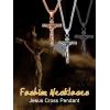 U7 Stainless Steel Cross Necklace for Women Men 18K Gold Plated Crucifix Cross Pendant Necklaces with Leather Rope(C.Crucifix -Rose Gold-24″)