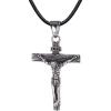 C.Crucifix -Steel & Leather Chain-26