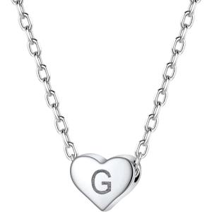 SILVERCUTE Tiny Initial Necklaces 925 Sterling Silver Letter A-Z Letter Pendant for Women Lovers Heart Choker Necklace 16″+2″(G-925 Silver)