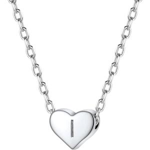 SILVERCUTE Tiny Initial Necklaces 925 Sterling Silver Letter A-Z Letter Pendant for Women Lovers Heart Choker Necklace 16″+2″(I-925 Silver)