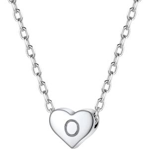 SILVERCUTE Tiny Initial Necklaces 925 Sterling Silver Letter A-Z Letter Pendant for Women Lovers Heart Choker Necklace 16″+2″(O-925 Silver)
