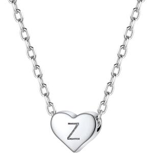 SILVERCUTE Tiny Initial Necklaces 925 Sterling Silver Letter A-Z Letter Pendant for Women Lovers Heart Choker Necklace 16″+2″(Z-925 Silver)