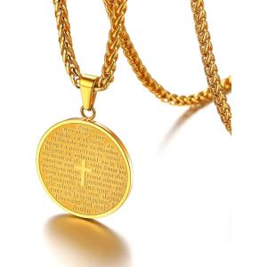 U7 Stainless Steel Cross Necklace for Women Men 18K Gold Plated Crucifix Cross Pendant Necklaces with Leather Rope(A.Cross Medal-Gold)