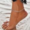 Flower/Herringbone Chain/Figaro/Cuban Link/Initial Anklets Sterling Silver Ankle Bracelet Resizable Barefoot Jewelry for Women(Figaro Chain)