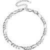 Flower/Herringbone Chain/Figaro/Cuban Link/Initial Anklets Sterling Silver Ankle Bracelet Resizable Barefoot Jewelry for Women(Figaro Chain)