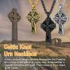 Cremation Necklace for Ashes Ion Plating Black Metal Irish Knot Celtic Cross Pendant Solid Keepsake Necklace for Urn Ashes Grandma/Dad/Husband/Lover