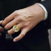 U7 Men’s Celtic Knot Ring Stainless Steel 18K Gold Plated Crow Ring, Raven Rings Signet Rings for Men(Round Signet-Gold)
