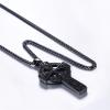 U7 Stainless Steel/Black/18K Gold Plated Celtic Cross Pendant Necklaces for Men Women(Black)