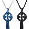 U7 Stainless Steel/Black/18K Gold Plated Celtic Cross Pendant Necklaces for Men Women(Black)