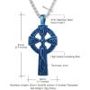 U7 Stainless Steel/Black/18K Gold Plated Celtic Cross Pendant Necklaces for Men Women(Blue)