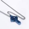 U7 Stainless Steel/Black/18K Gold Plated Celtic Cross Pendant Necklaces for Men Women(Blue)
