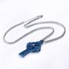 U7 Stainless Steel/Black/18K Gold Plated Celtic Cross Pendant Necklaces for Men Women(Blue)