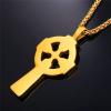 U7 Stainless Steel/Black/18K Gold Plated Celtic Cross Pendant Necklaces for Men Women(Gold)
