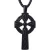 U7 Stainless Steel/Black/18K Gold Plated Celtic Cross Pendant Necklaces for Men Women(Black)