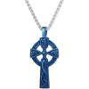 U7 Stainless Steel/Black/18K Gold Plated Celtic Cross Pendant Necklaces for Men Women(Blue)
