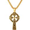 U7 Stainless Steel/Black/18K Gold Plated Celtic Cross Pendant Necklaces for Men Women(Gold)