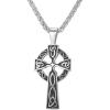 U7 Stainless Steel/Black/18K Gold Plated Celtic Cross Pendant Necklaces for Men Women(Stainless Steel)