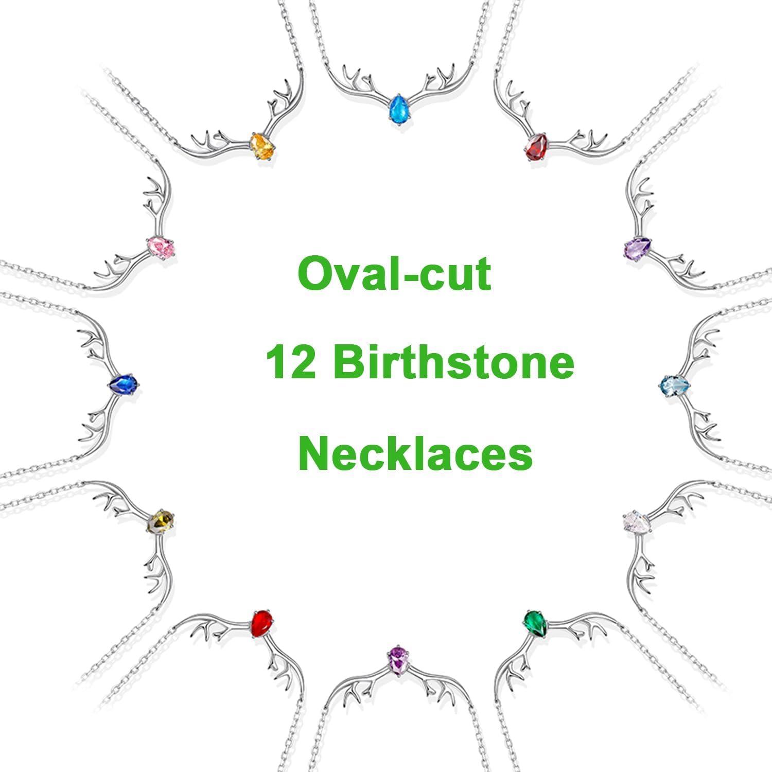 image925 Sterling Silver Butterfly NecklaceAntler Deer NecklaceAdjustable Silver Birthstone Necklace for WomenBirthstone Jewelry Gift for Her01JanuaryGarnetDeer