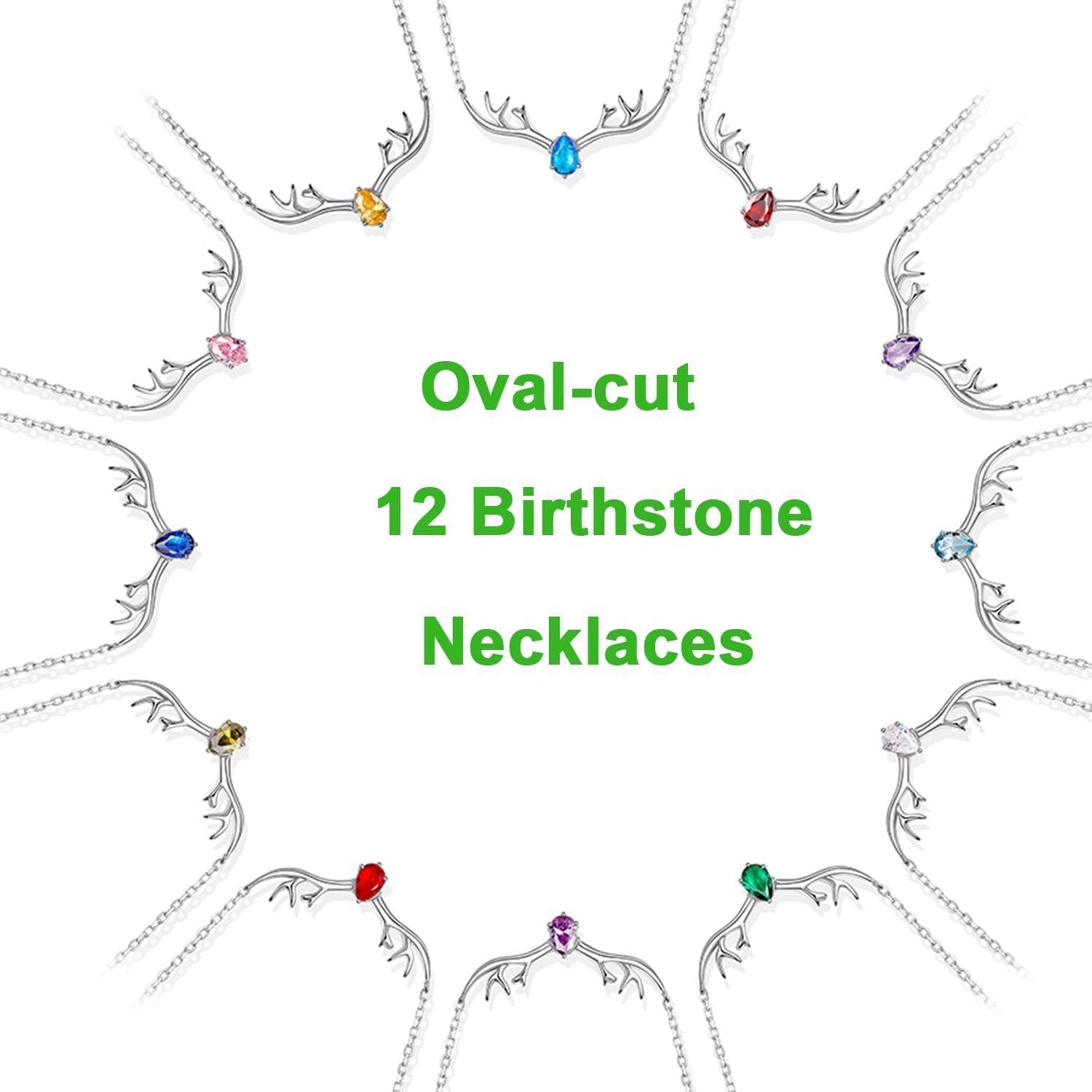 image925 Sterling Silver Butterfly NecklaceAntler Deer NecklaceAdjustable Silver Birthstone Necklace for WomenBirthstone Jewelry Gift for Her03MarchAquamarineDeer