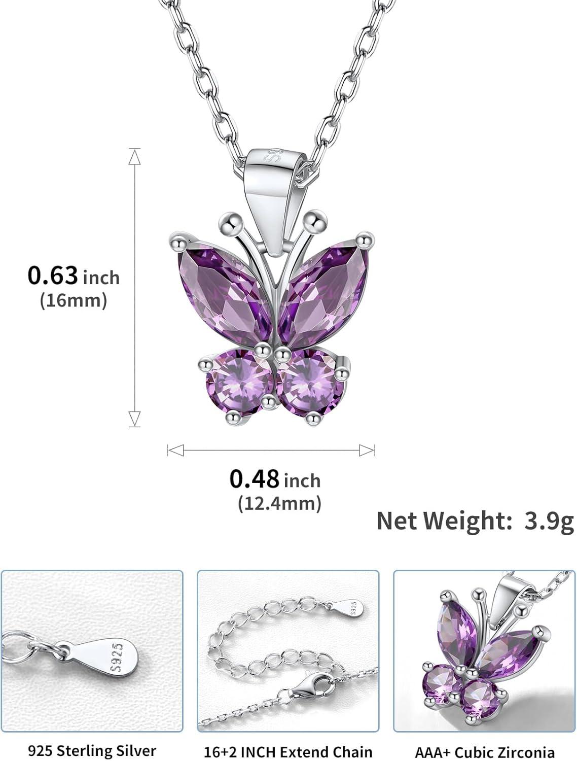 image925 Sterling Silver Butterfly NecklaceAntler Deer NecklaceAdjustable Silver Birthstone Necklace for WomenBirthstone Jewelry Gift for Her06JuneAlexandriteButterfly