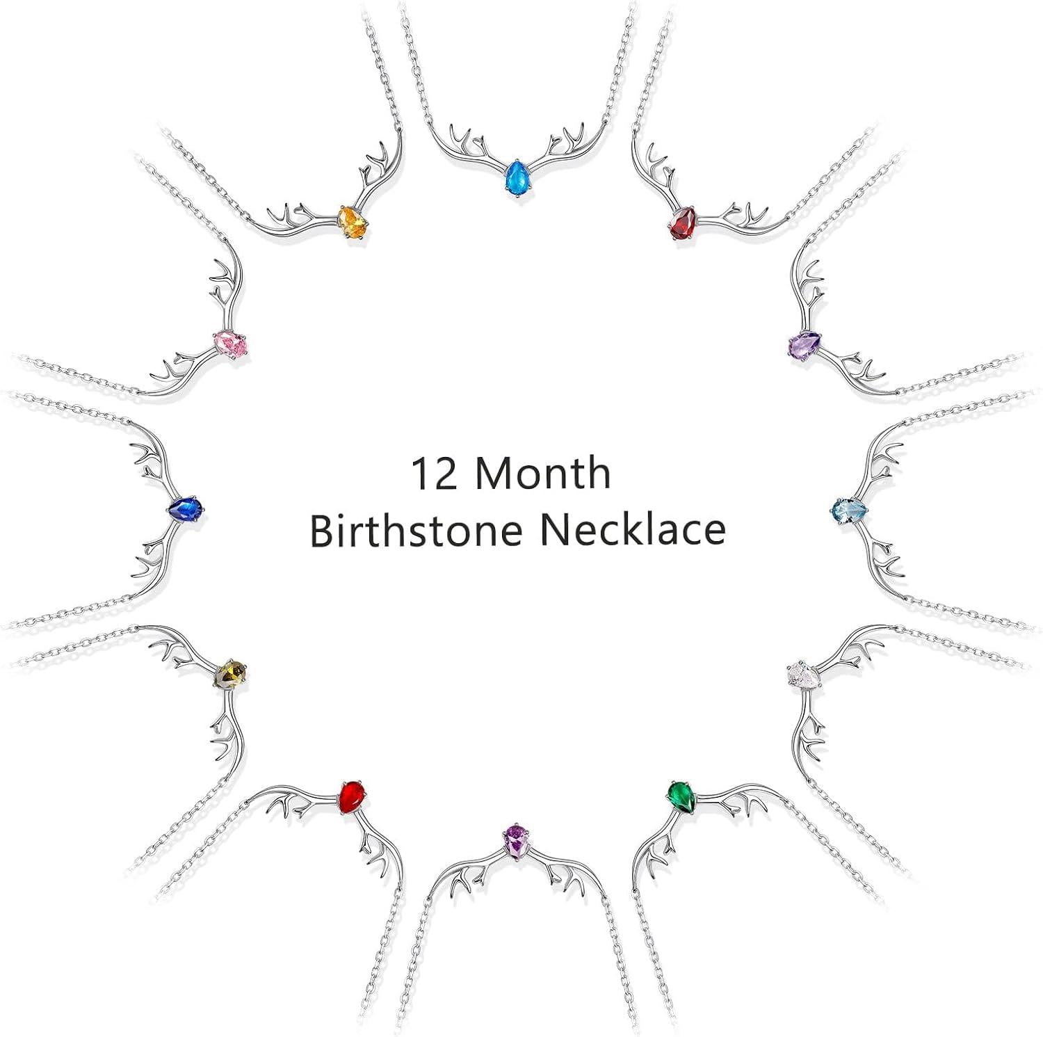 image925 Sterling Silver Butterfly NecklaceAntler Deer NecklaceAdjustable Silver Birthstone Necklace for WomenBirthstone Jewelry Gift for Her11NovemberYellow TopazDeer