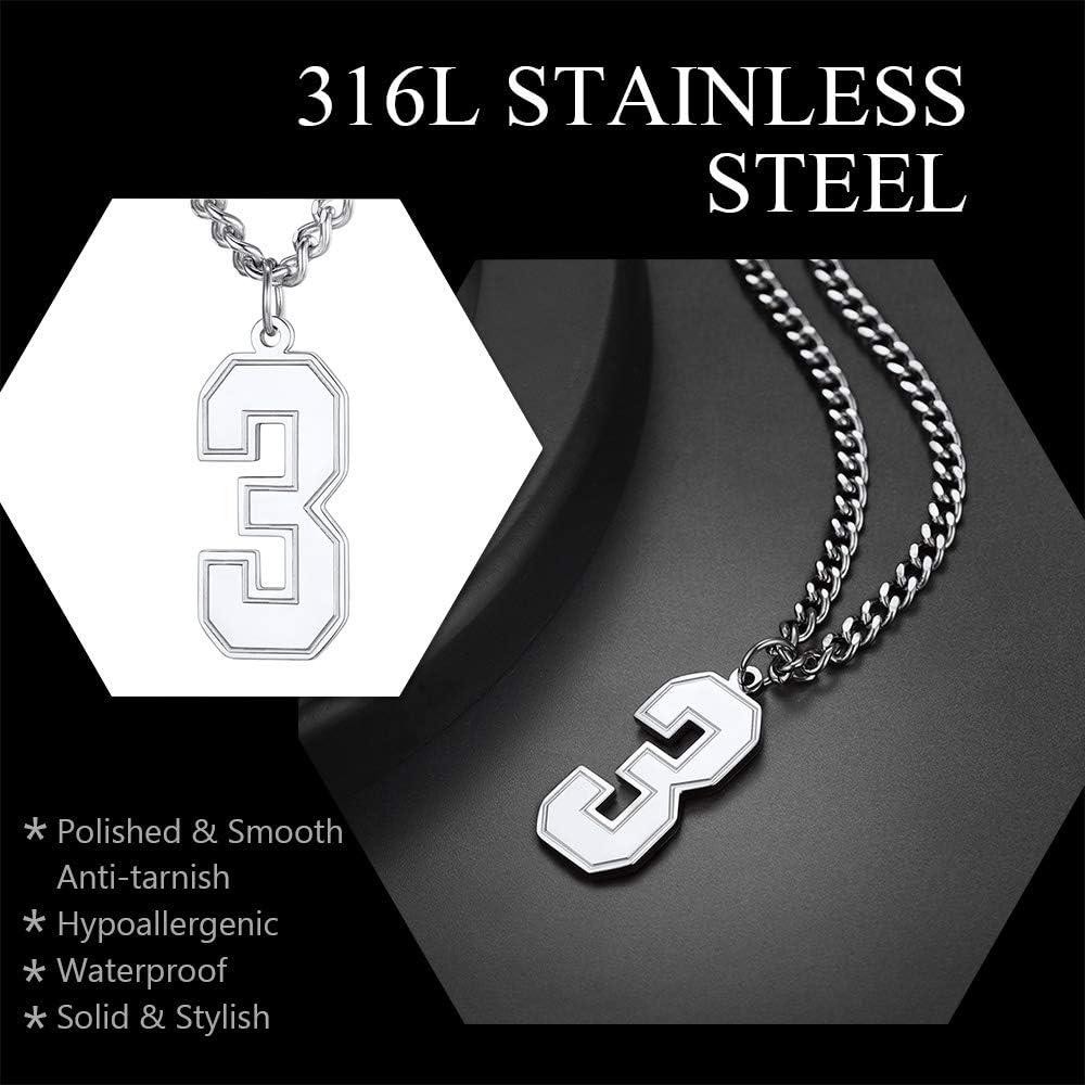 imageU7 099 Number Necklaces Stainless Steel Customizable Number Pendant Gold Plated Athletes Sports Necklace Jersey Number Chains Cuban Link Necklaces for Men Women9Stainless
