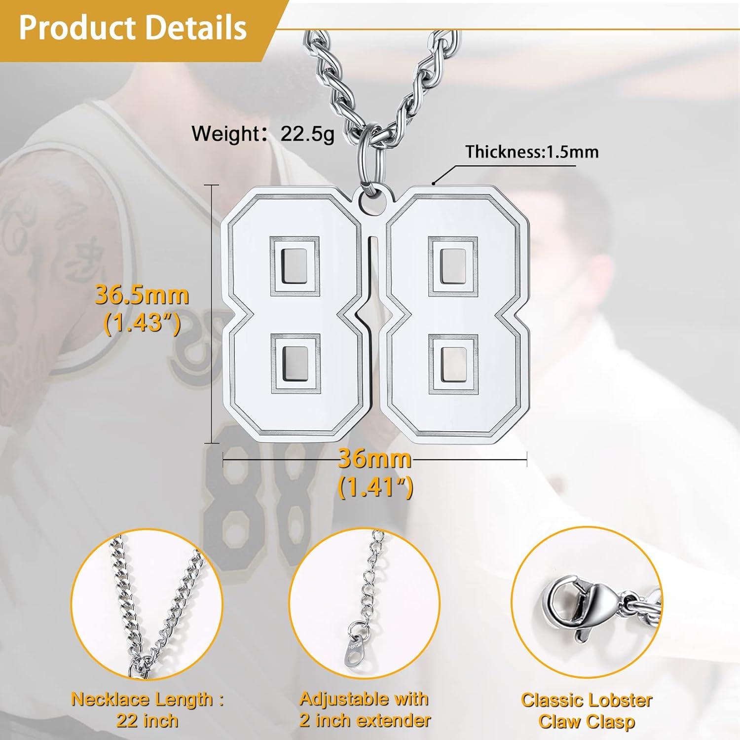 imageU7 099 Number Necklaces Stainless Steel Customizable Number Pendant Gold Plated Athletes Sports Necklace Jersey Number Chains Cuban Link Necklaces for Men Women0099 Number Stainless