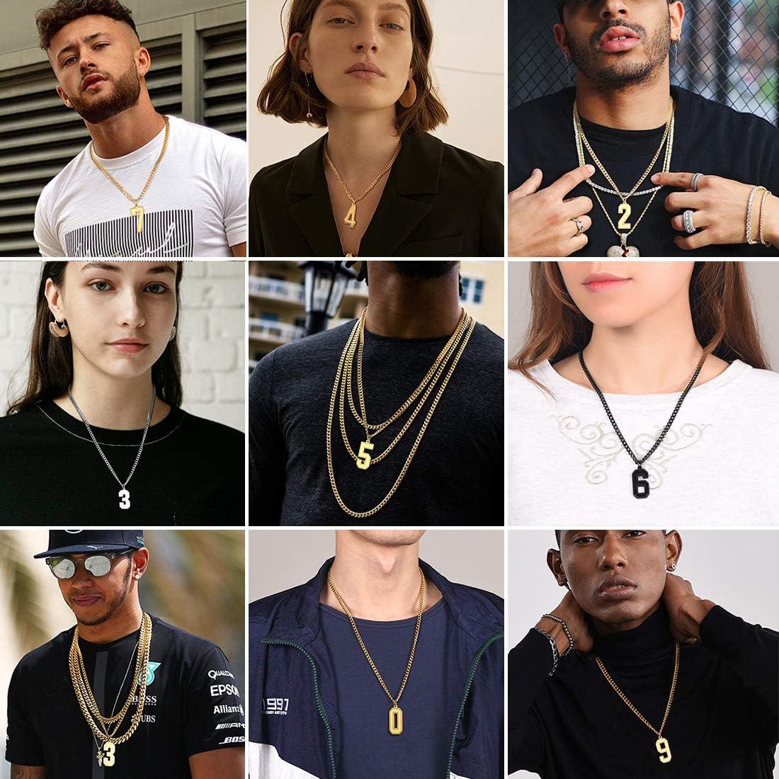 imageU7 099 Number Necklaces Stainless Steel Customizable Number Pendant Gold Plated Athletes Sports Necklace Jersey Number Chains Cuban Link Necklaces for Men Women9Stunning Black