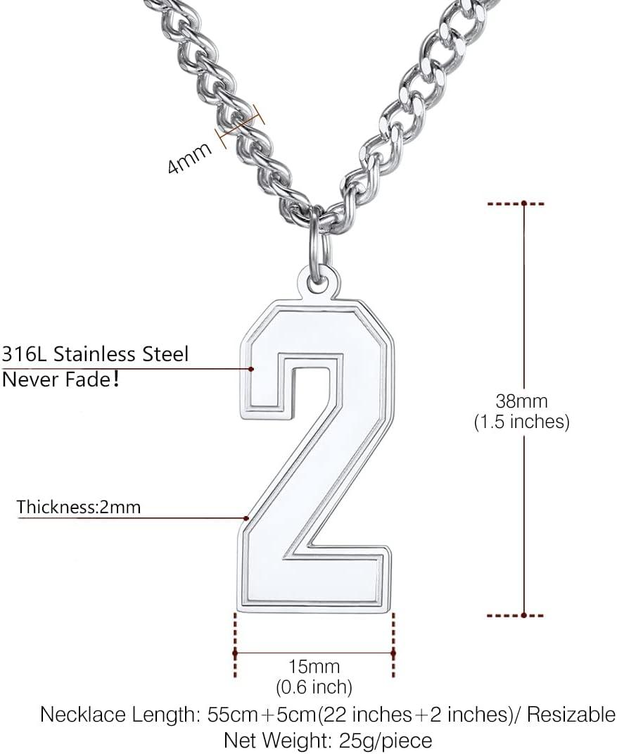 imageU7 099 Number Necklaces Stainless Steel Customizable Number Pendant Gold Plated Athletes Sports Necklace Jersey Number Chains Cuban Link Necklaces for Men Women2Stainless