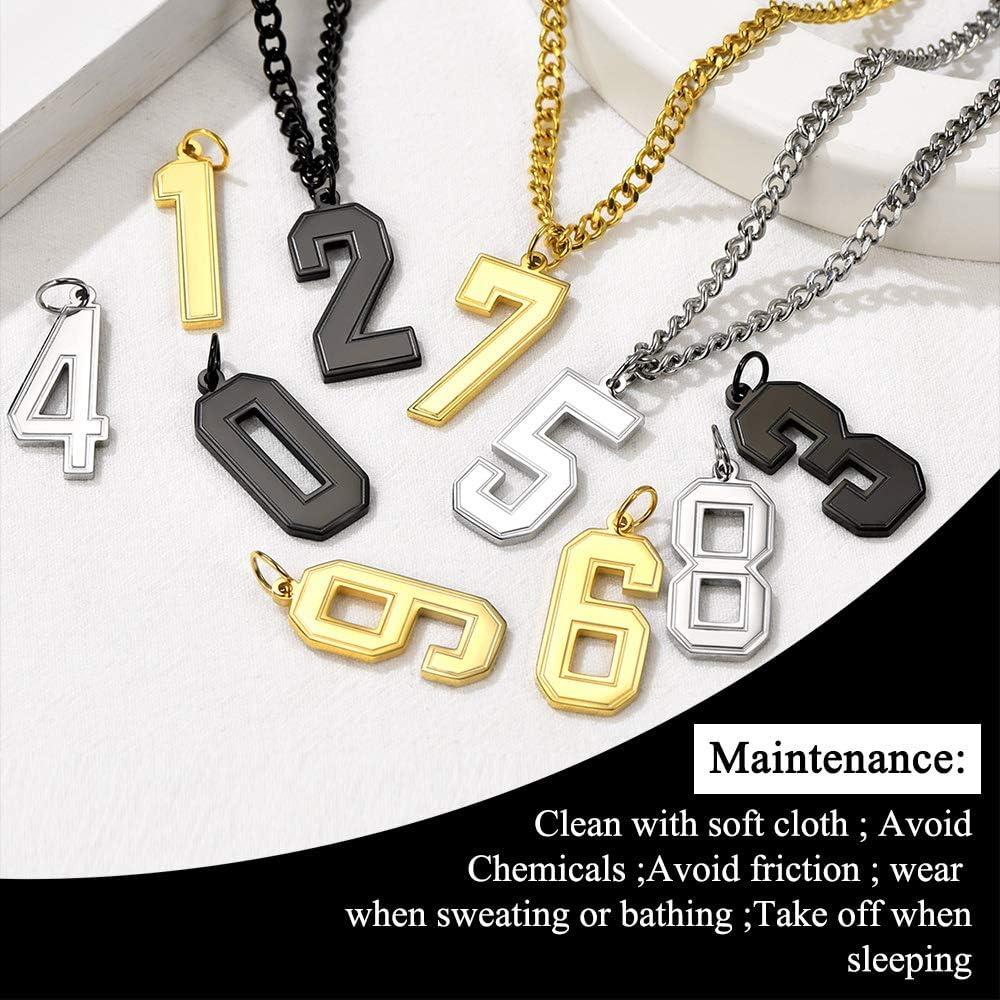 imageU7 099 Number Necklaces Stainless Steel Customizable Number Pendant Gold Plated Athletes Sports Necklace Jersey Number Chains Cuban Link Necklaces for Men Women6Gold