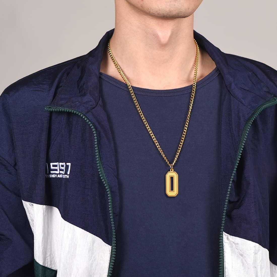 imageU7 099 Number Necklaces Stainless Steel Customizable Number Pendant Gold Plated Athletes Sports Necklace Jersey Number Chains Cuban Link Necklaces for Men Women0Stunning Black