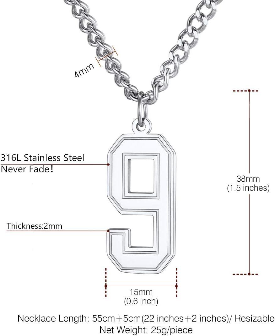 imageU7 099 Number Necklaces Stainless Steel Customizable Number Pendant Gold Plated Athletes Sports Necklace Jersey Number Chains Cuban Link Necklaces for Men Women9Stainless