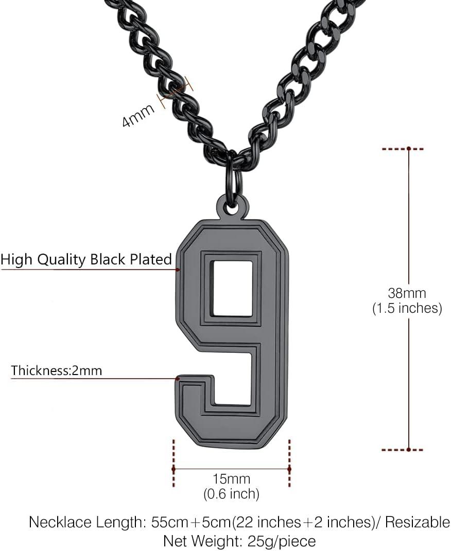 imageU7 099 Number Necklaces Stainless Steel Customizable Number Pendant Gold Plated Athletes Sports Necklace Jersey Number Chains Cuban Link Necklaces for Men Women9Stunning Black