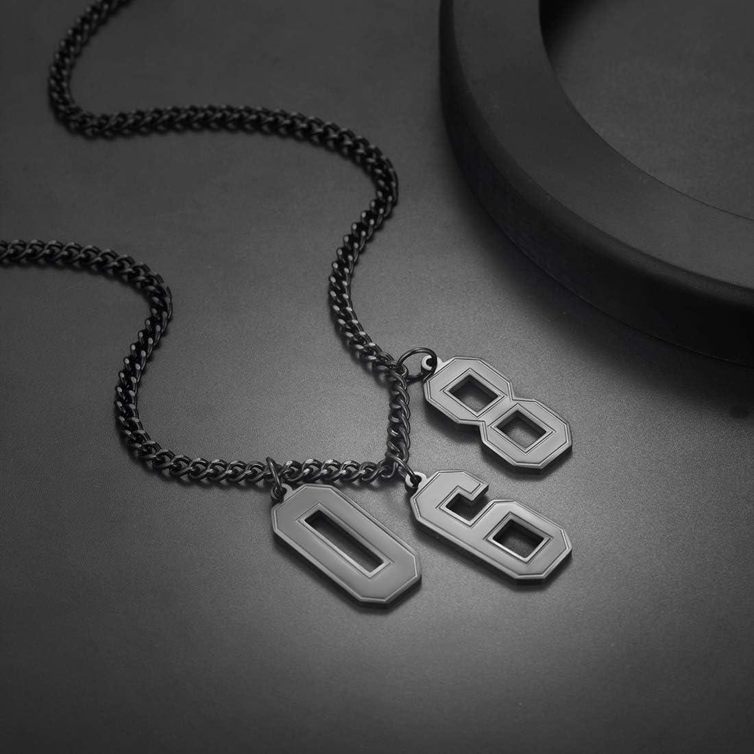 imageU7 099 Number Necklaces Stainless Steel Customizable Number Pendant Gold Plated Athletes Sports Necklace Jersey Number Chains Cuban Link Necklaces for Men Women9Stunning Black