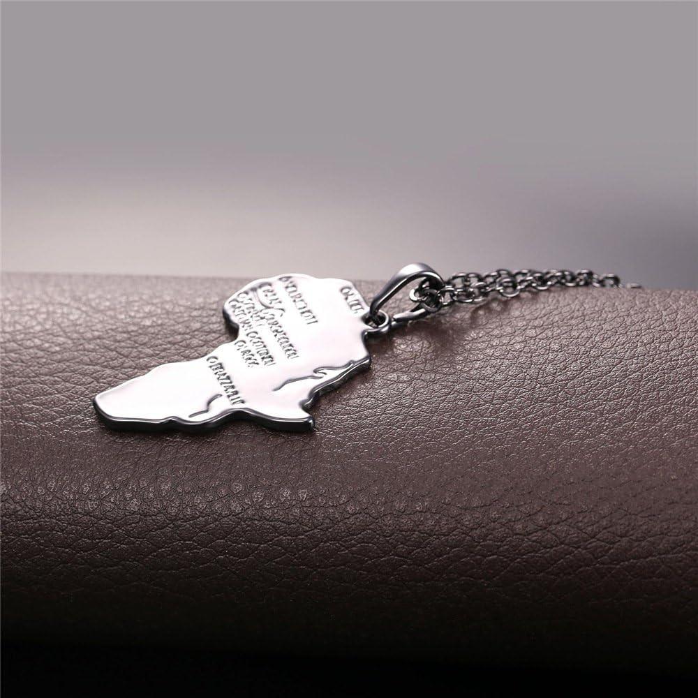 imageU7 Animals Necklace for Women Stainless Steel PigDogElephant Pendant Necklace Lucky JewelryAfrica MapSteel