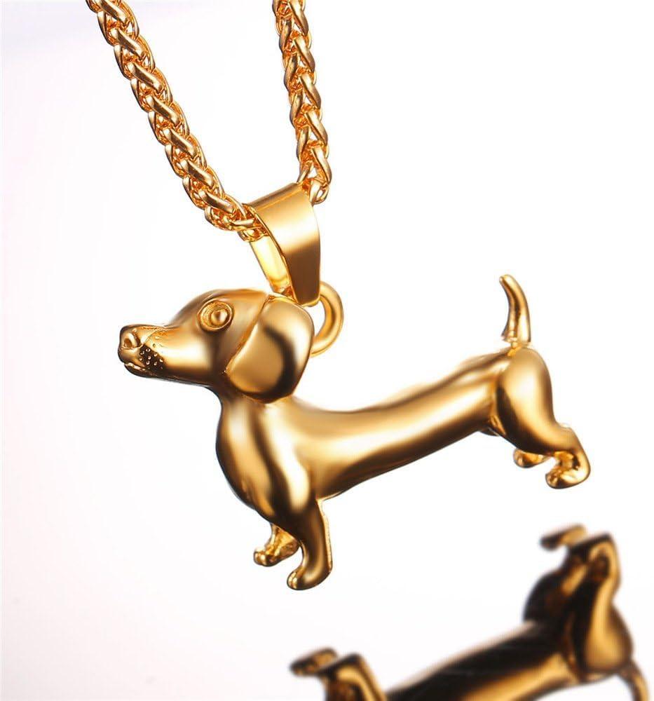 imageU7 Animals Necklace for Women Stainless Steel PigDogElephant Pendant Necklace Lucky JewelryDogGold