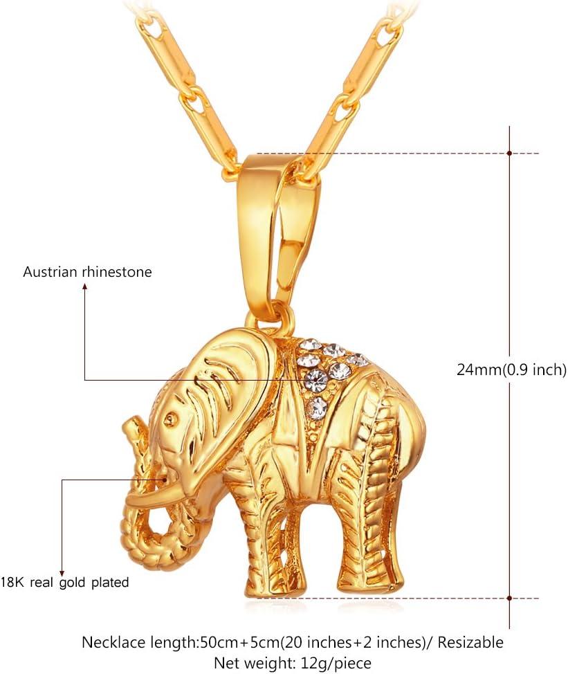 imageU7 Animals Necklace for Women Stainless Steel PigDogElephant Pendant Necklace Lucky JewelryElephantGold