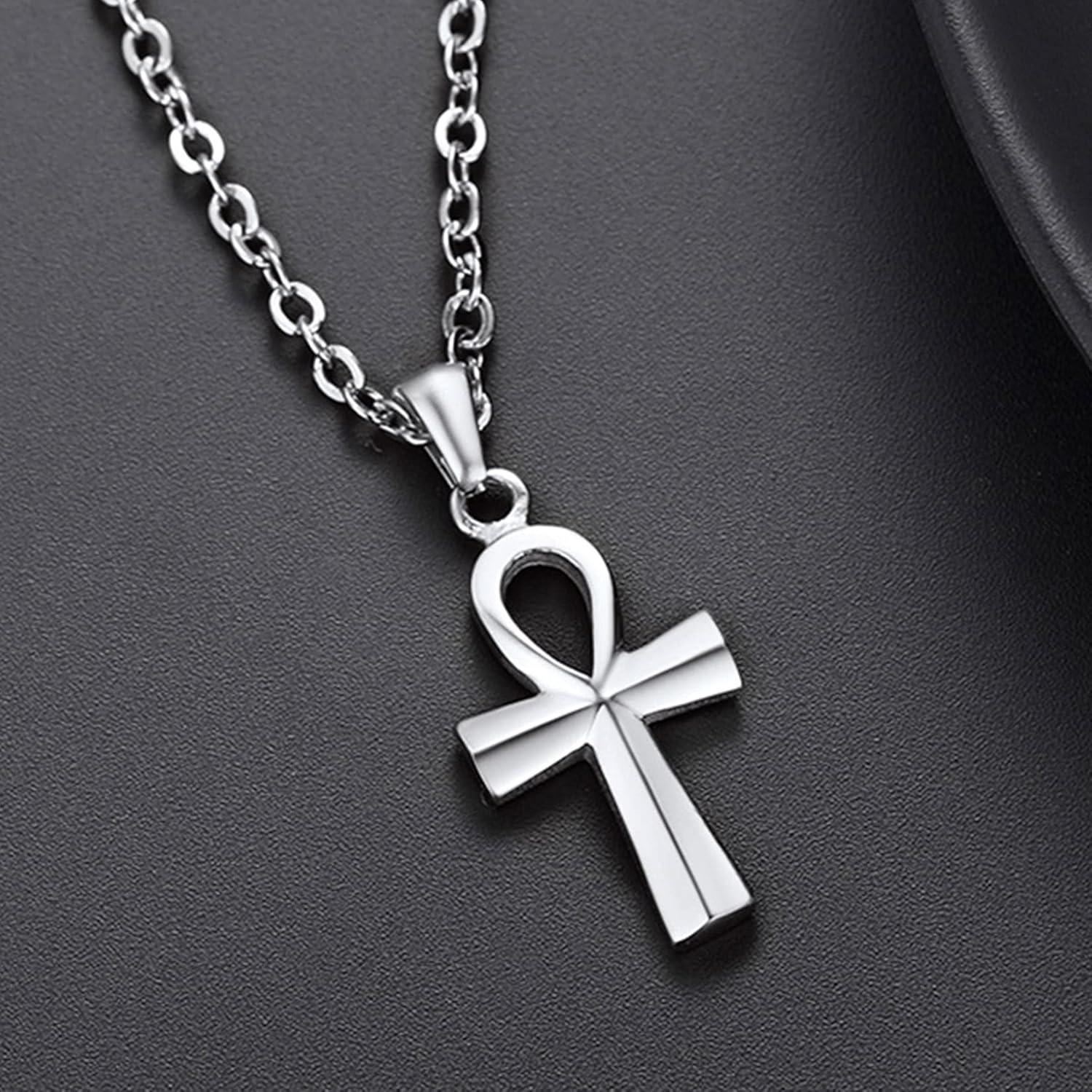 imageU7 Ankh Necklace for Men Women Stainless Steel Black Color Egyptian Jewelry Ankh Cross Pendant Africa Necklaces with Chain 22Ankh CrossStainless Steel