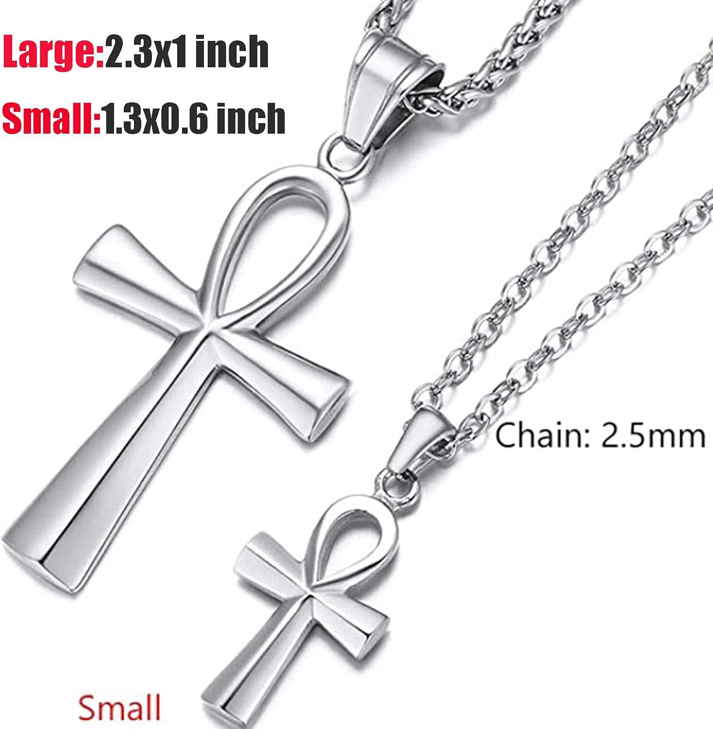 imageU7 Ankh Necklace for Men Women Stainless Steel Black Color Egyptian Jewelry Ankh Cross Pendant Africa Necklaces with Chain 22Ankh CrossStainless Steel