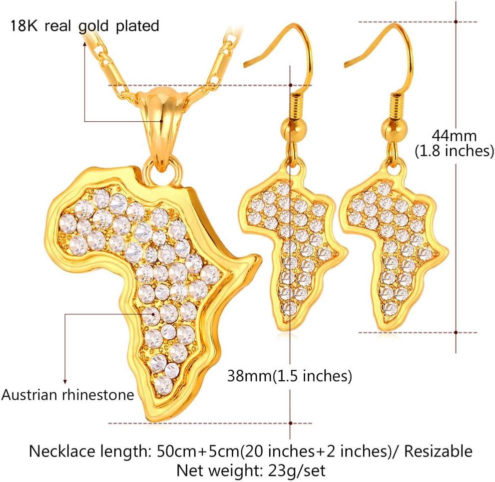 imageU7 Ankh Necklace for Men Women Stainless Steel Black Color Egyptian Jewelry Ankh Cross Pendant Africa Necklaces with Chain 22CZ Map NecklaceEarringsGold
