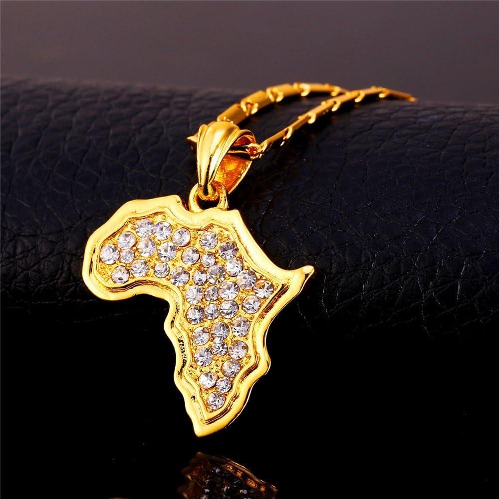 imageU7 Ankh Necklace for Men Women Stainless Steel Black Color Egyptian Jewelry Ankh Cross Pendant Africa Necklaces with Chain 22CZ Map NecklaceEarringsGold