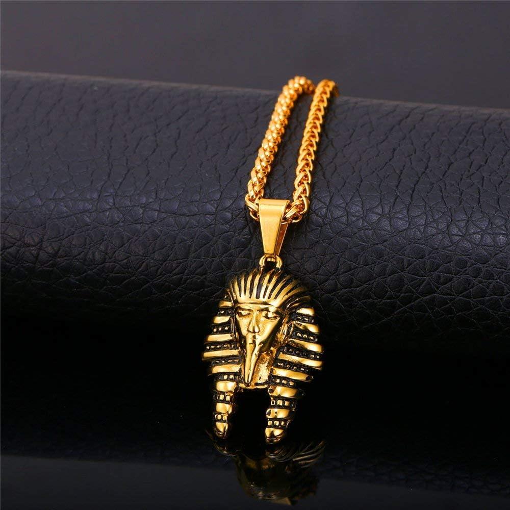 imageU7 Ankh Necklace for Men Women Stainless Steel Black Color Egyptian Jewelry Ankh Cross Pendant Africa Necklaces with Chain 22PharaohGold